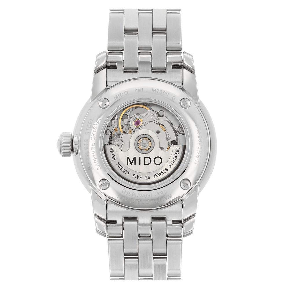 Mido Baroncelli M7600.4.26.1 · Automático suizo · Acero y esfera blanca · 29 mm