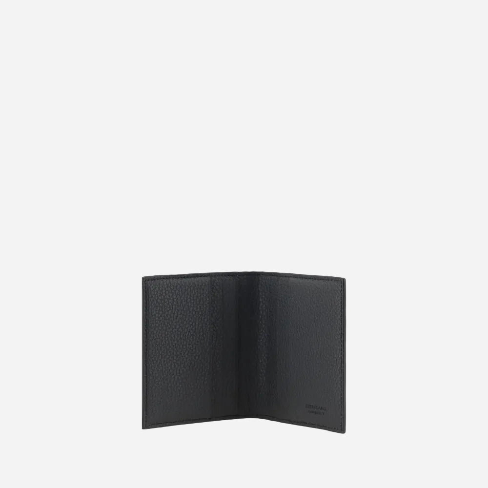 Ferragamo tarjetero Monogram · Negro y gris · 16 cm