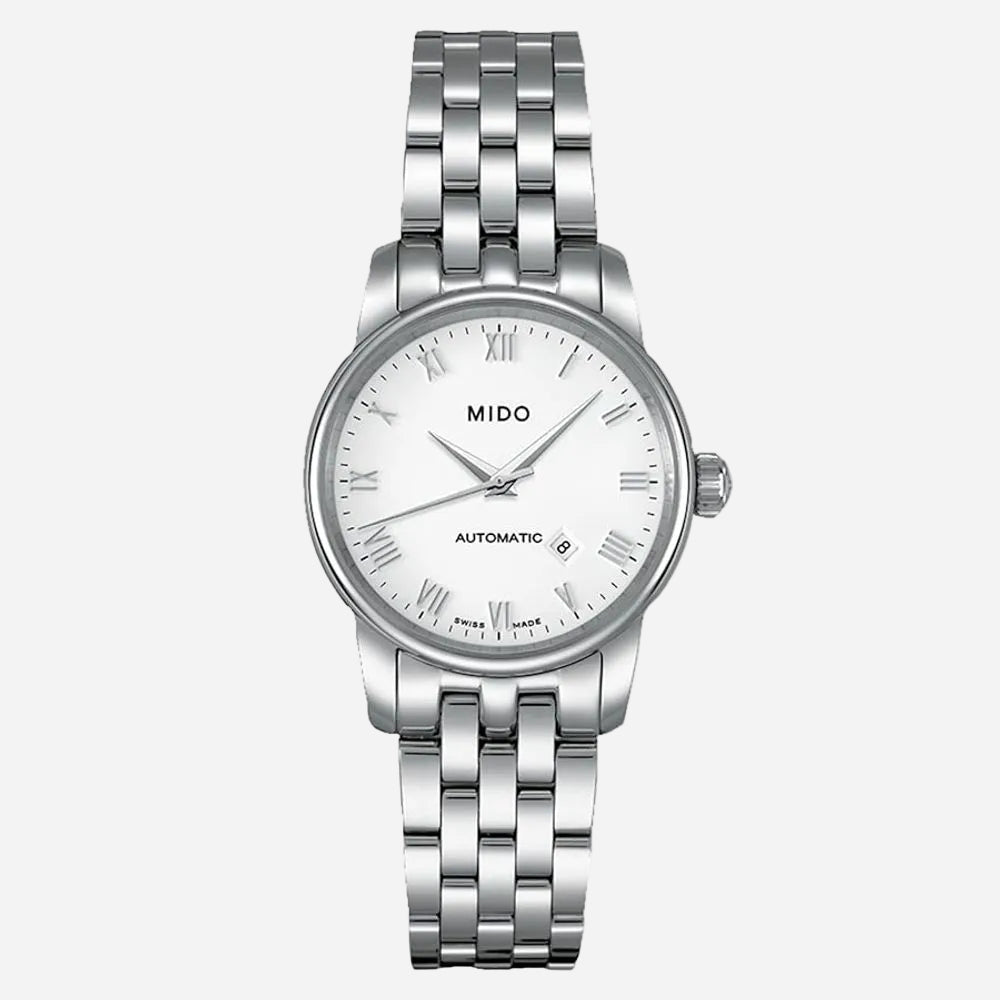 Mido Baroncelli M7600.4.26.1 · Automático suizo · Acero y esfera blanca · 29 mm