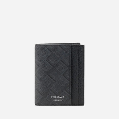 Ferragamo tarjetero Monogram · Negro y gris · 16 cm
