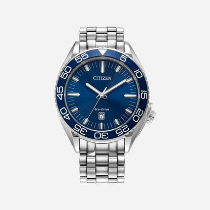 Citizen Carson AW1770-53L · Eco-Drive · Acero plateado · Esfera azul