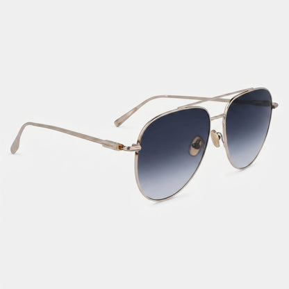 Ferragamo SF308S 715 · Metal dorado y lente azul degradada · 61 mm